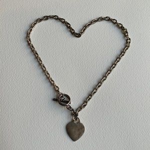Vintage heart tag 925 sterling silver 16” necklace